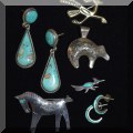 J08. Sterling silver and truquoise jewelry. 